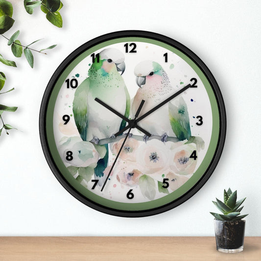Whimsical Parakeet Wall Clock: Colorful Bird Timepiece for Home Decor, Gifts & Ornithology Enthusiasts