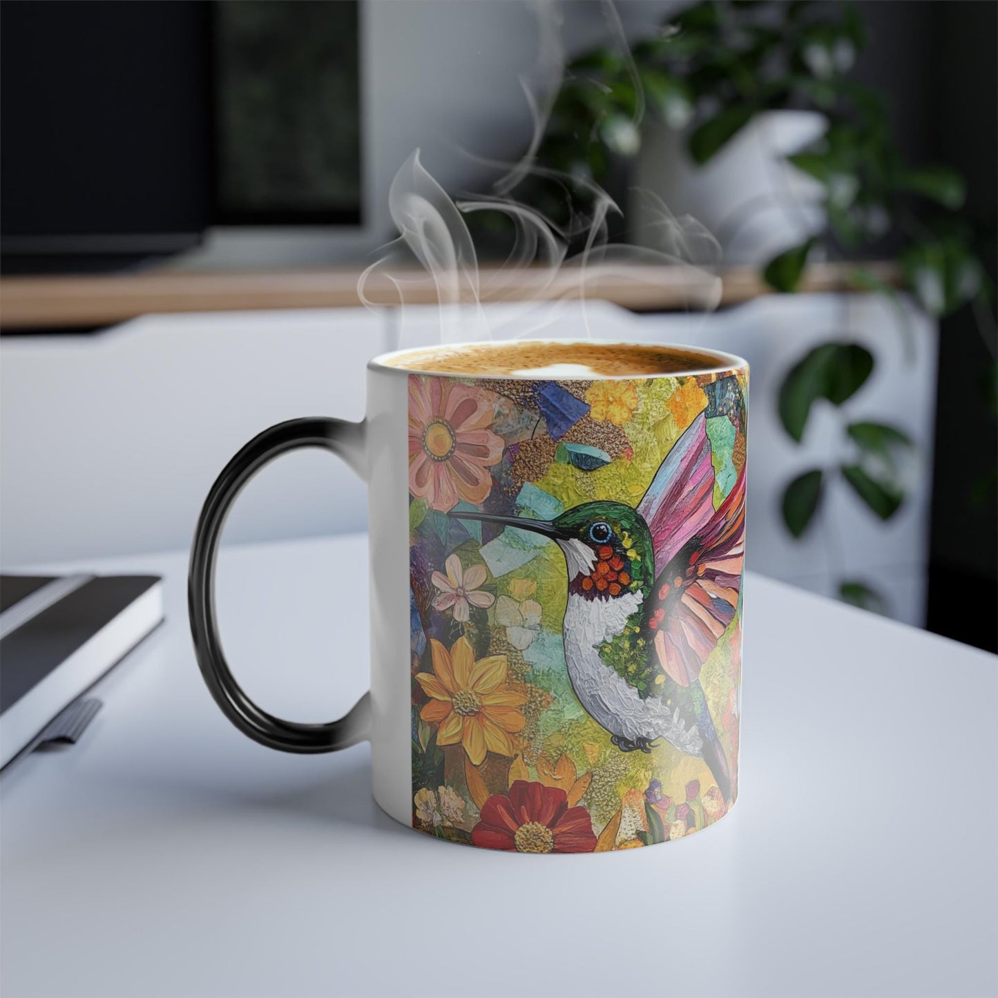 Enchanting Heat-Activated Hummingbird Ceramic Mug - Magical Color-Changing Gift for Nature Lovers