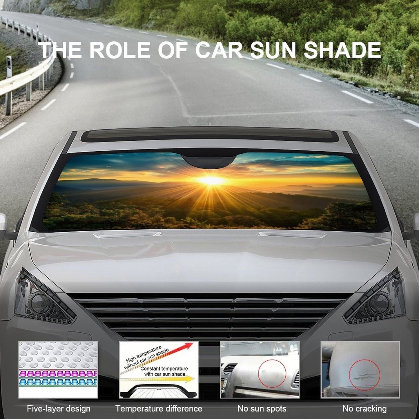 Scenic Mountain Car Sun Shade: UV Protection Cooling Accessory