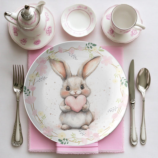 Rabbit Thermosaf Plate: Whimsical Bunny Dinnerware for Easter Animal Lovers Home Kitchen Decor