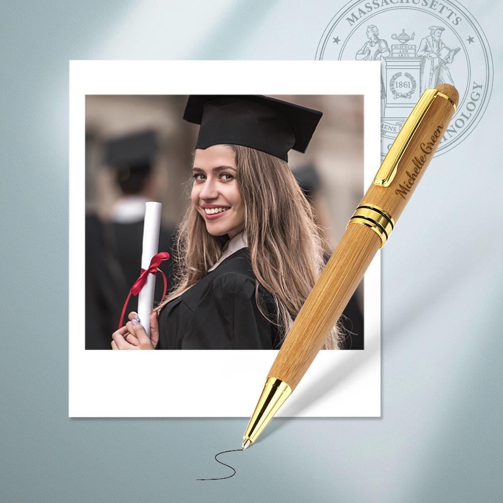 Personalized Engraved Wooden Pen Set in Wood Case - Customized Handcrafted Gift for Graduates