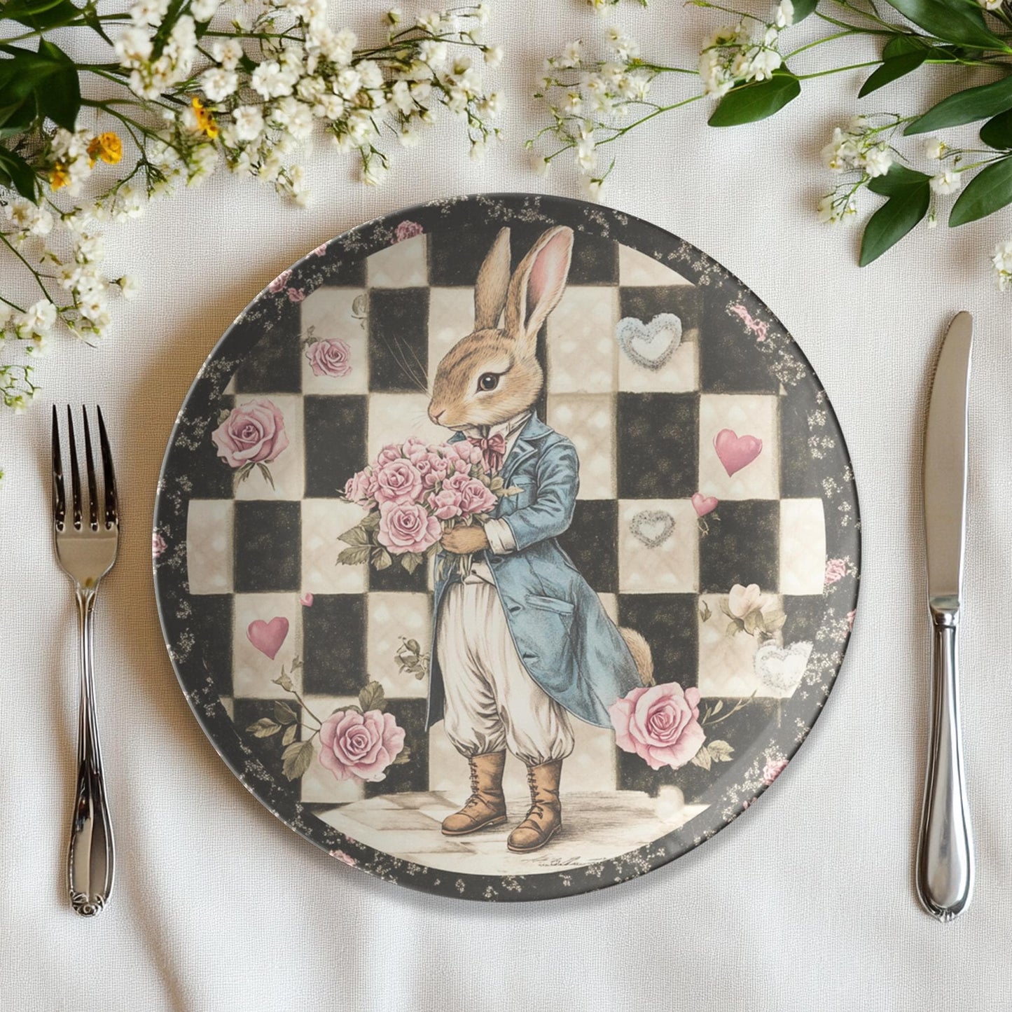 Checkered Plate, 10 x 10 Inch ThermoSaf Polymer Rabbit Tableware