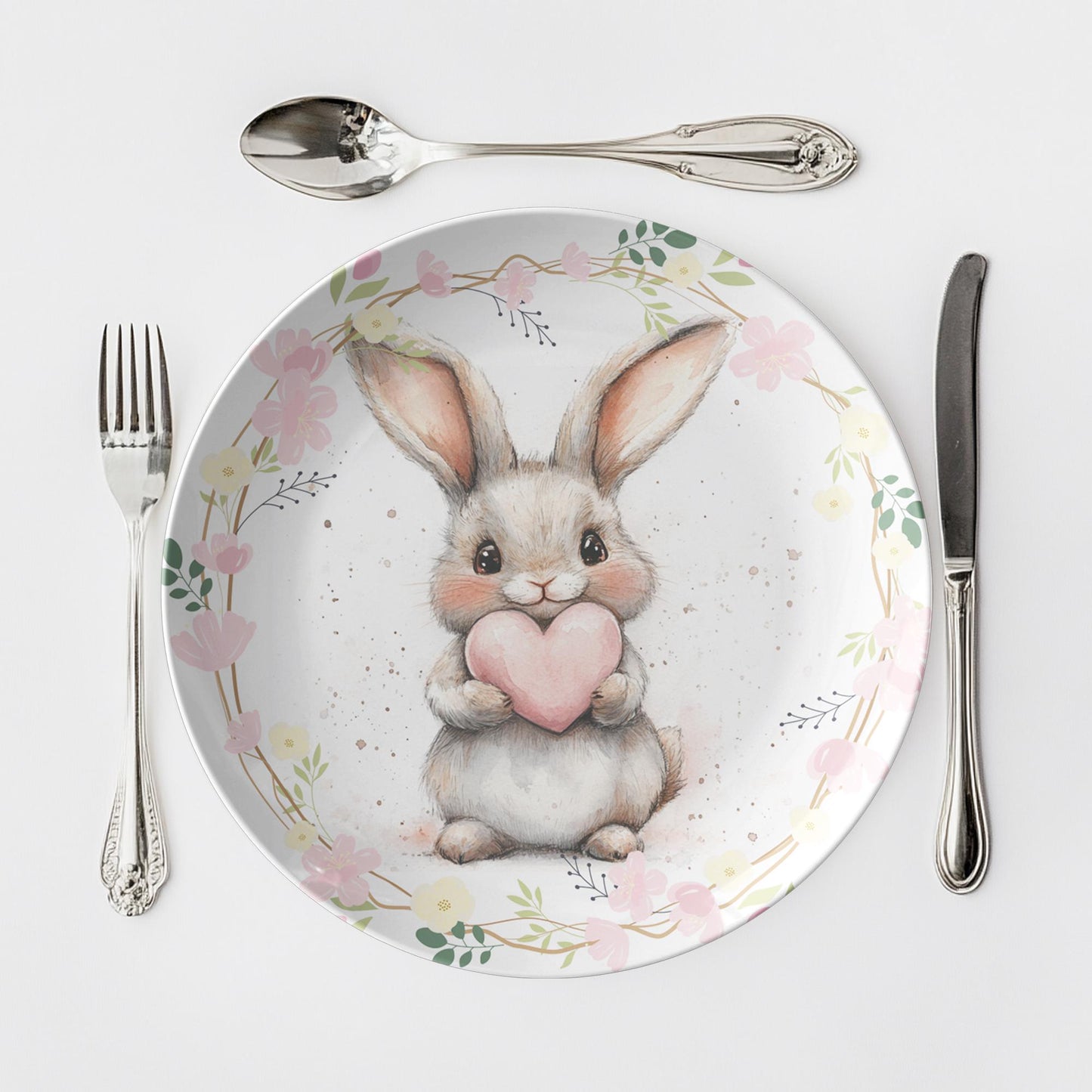 Rabbit Thermosaf Plate: Whimsical Bunny Dinnerware for Easter Animal Lovers Home Kitchen Decor