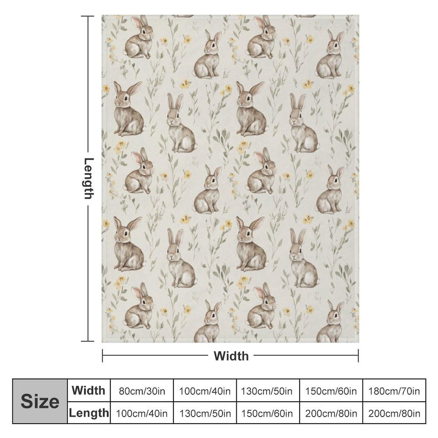 Bunny Blanket, Soft Cuddly Rabbit Fleece Throw for Nursery, Baby Shower Gift