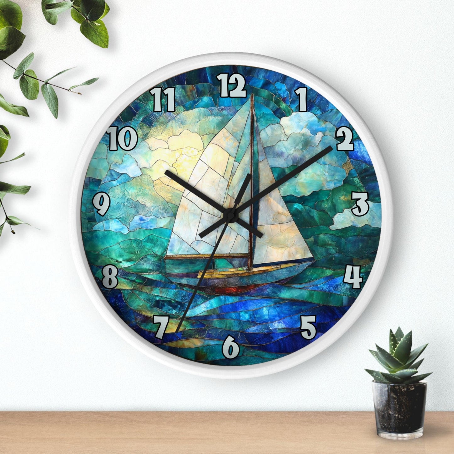 Coastal Nautical Sailboat Wall Clock: Maritime Timepiece for Beach House, Yacht Enthusiasts & Seaside Decor