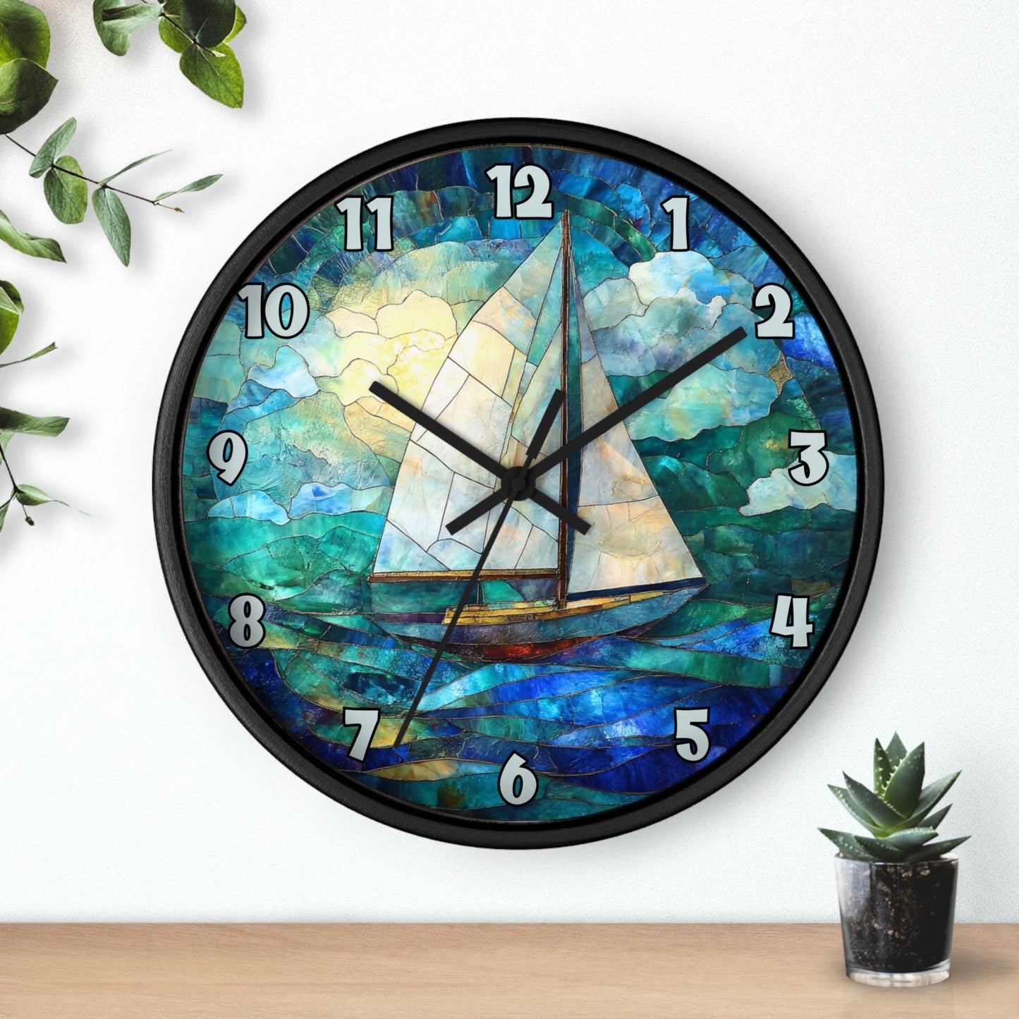Coastal Nautical Sailboat Wall Clock: Maritime Timepiece for Beach House, Yacht Enthusiasts & Seaside Decor