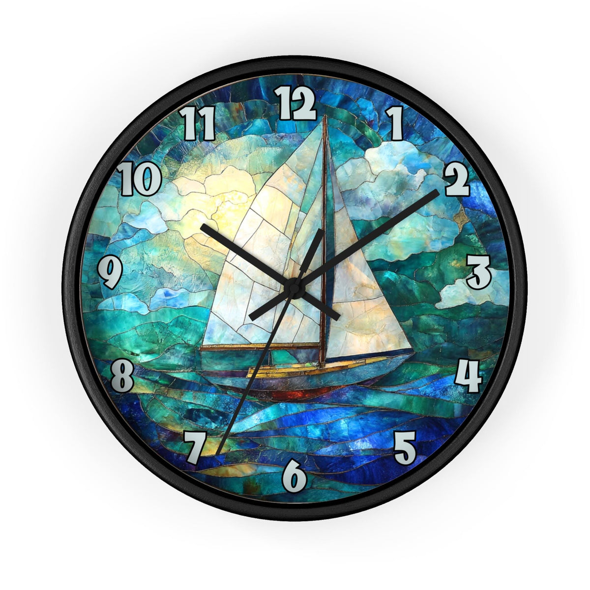 Coastal Nautical Sailboat Wall Clock: Maritime Timepiece for Beach House, Yacht Enthusiasts & Seaside Decor