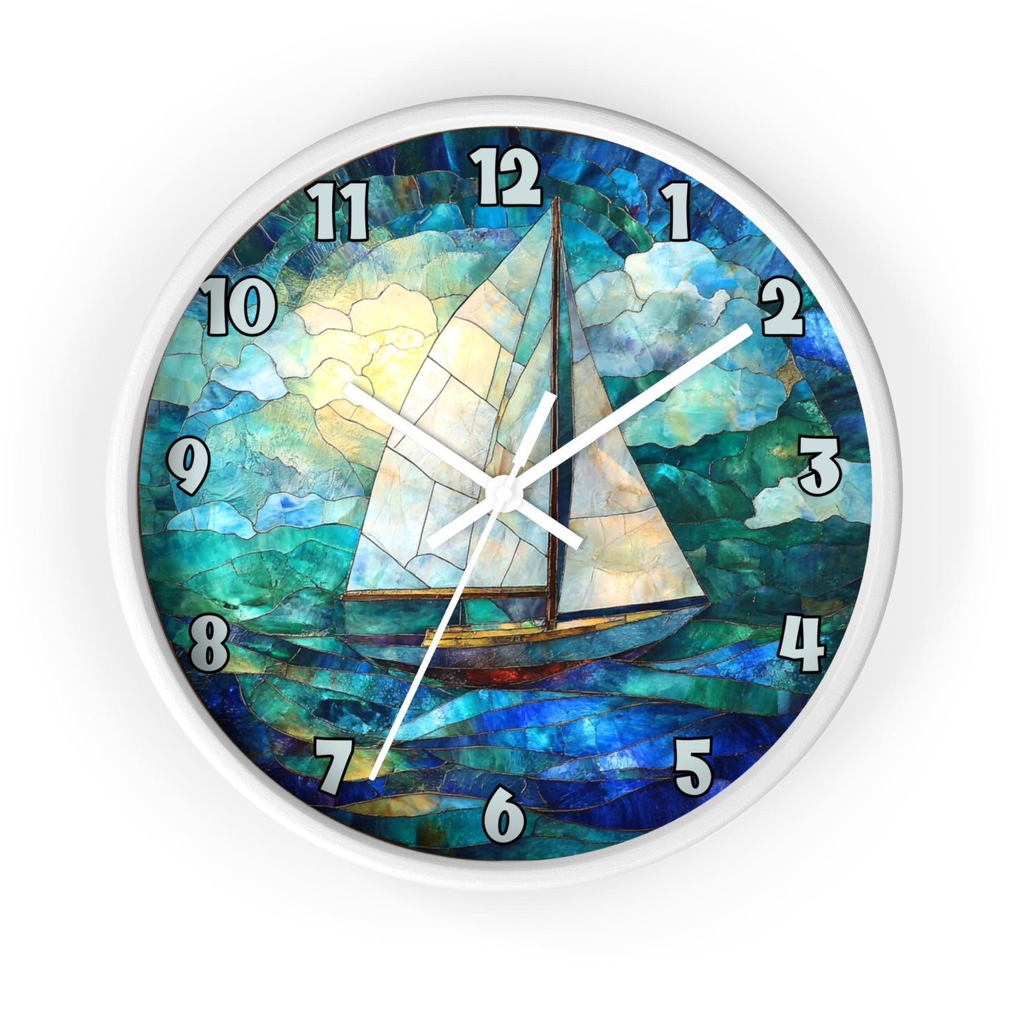 Coastal Nautical Sailboat Wall Clock: Maritime Timepiece for Beach House, Yacht Enthusiasts & Seaside Decor
