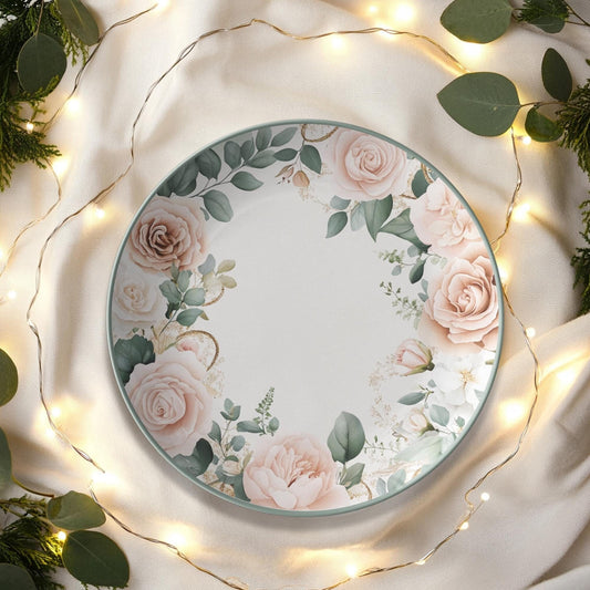 Flower Plates Set | Vintage Floral Dinnerware | Botanical ThermoSaf Plate | Cottagecore Kitchen Decor