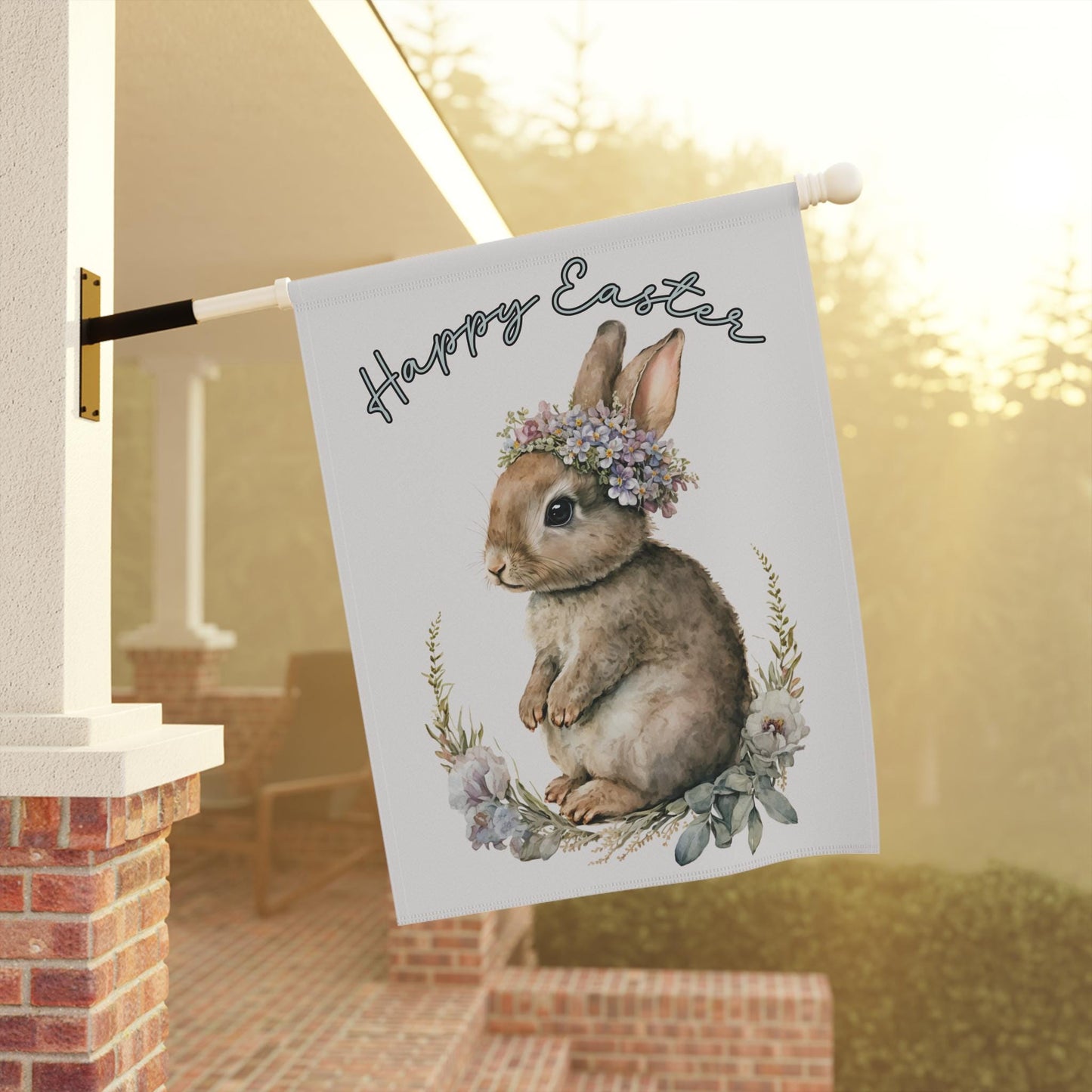 Easter Bunny Garden Banner - Rabbit Spring Flag Floral Holiday Yard Decoration Outdoor Home Decor