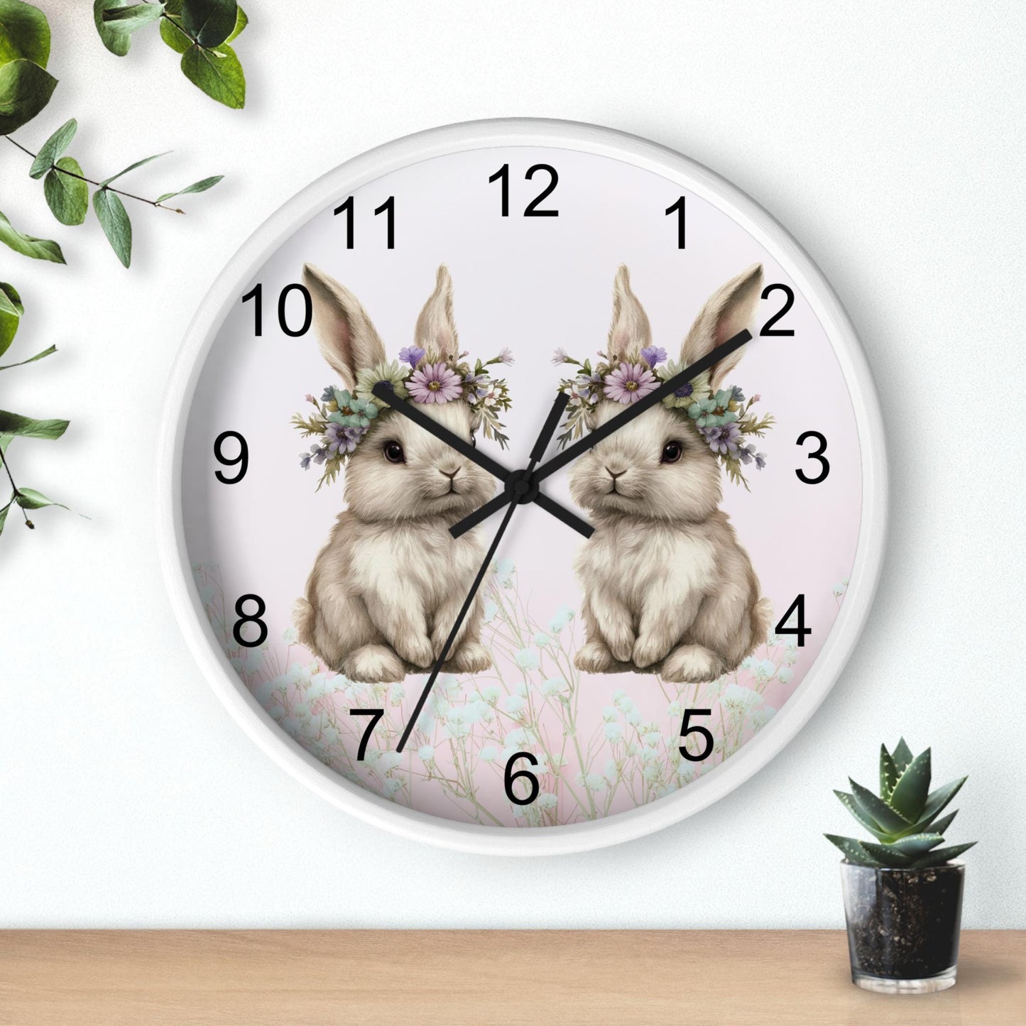 Bunny Wall Clock: Nursery Decor, Kids Room Accessory & Easter Gift - Whimsical Woodland Animal Timepiece