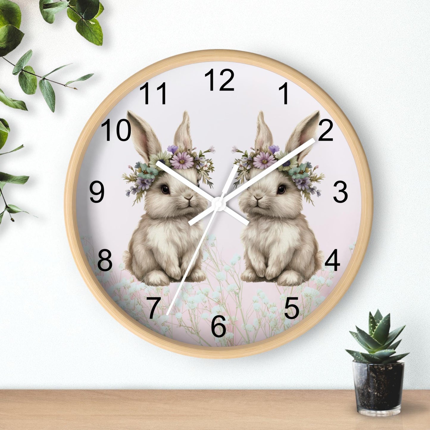 Bunny Wall Clock: Nursery Decor, Kids Room Accessory & Easter Gift - Whimsical Woodland Animal Timepiece