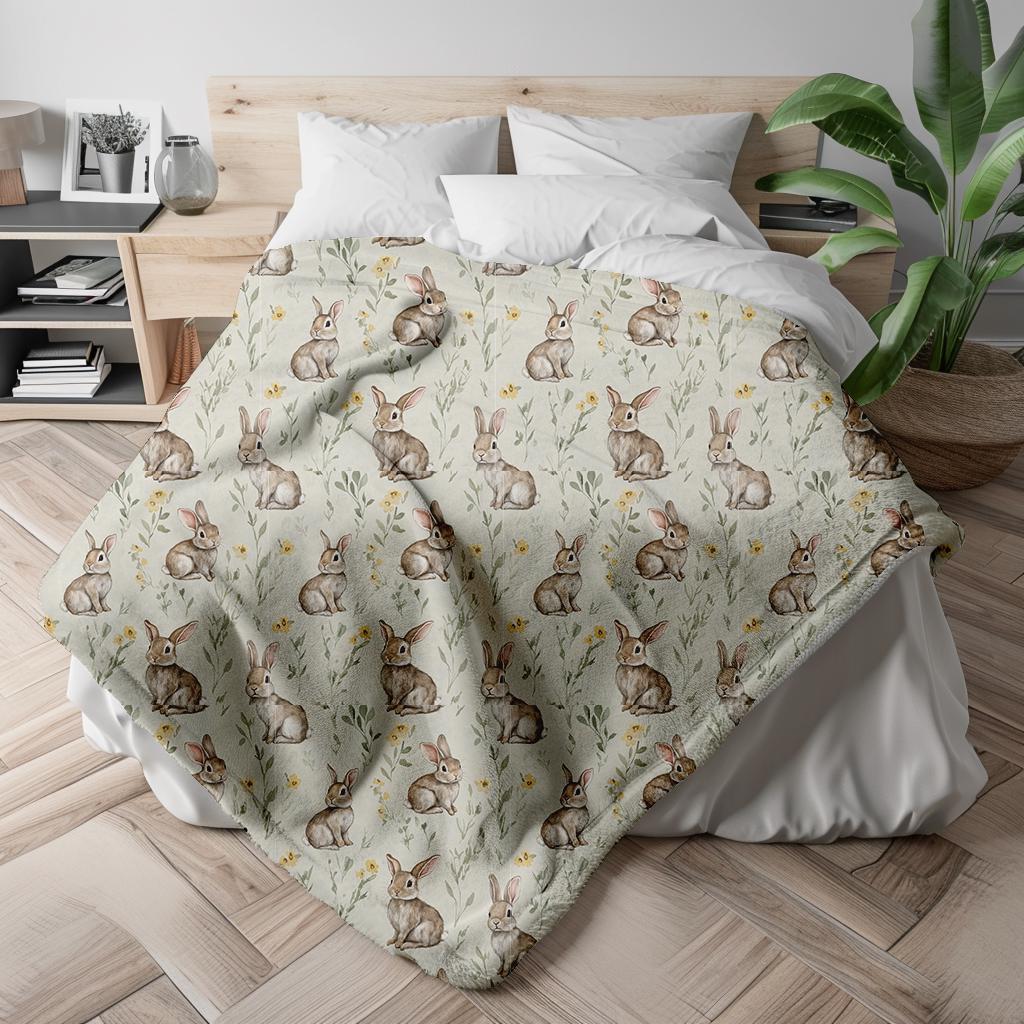 Bunny Blanket, Soft Cuddly Rabbit Fleece Throw for Nursery, Baby Shower Gift