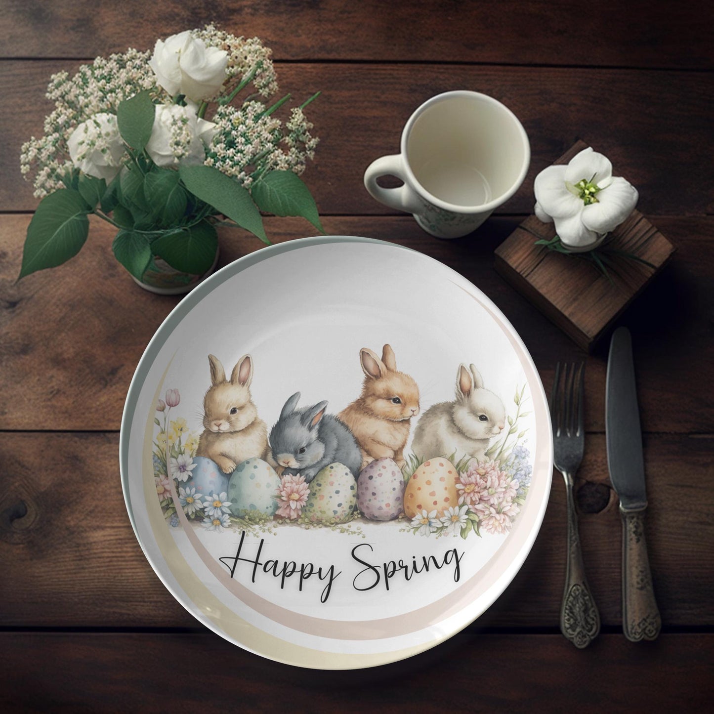 Easter Bunny Spring Plate: Festive Dinnerware for Holiday Meals, Pastel Decor, and Seasonal Gatherings