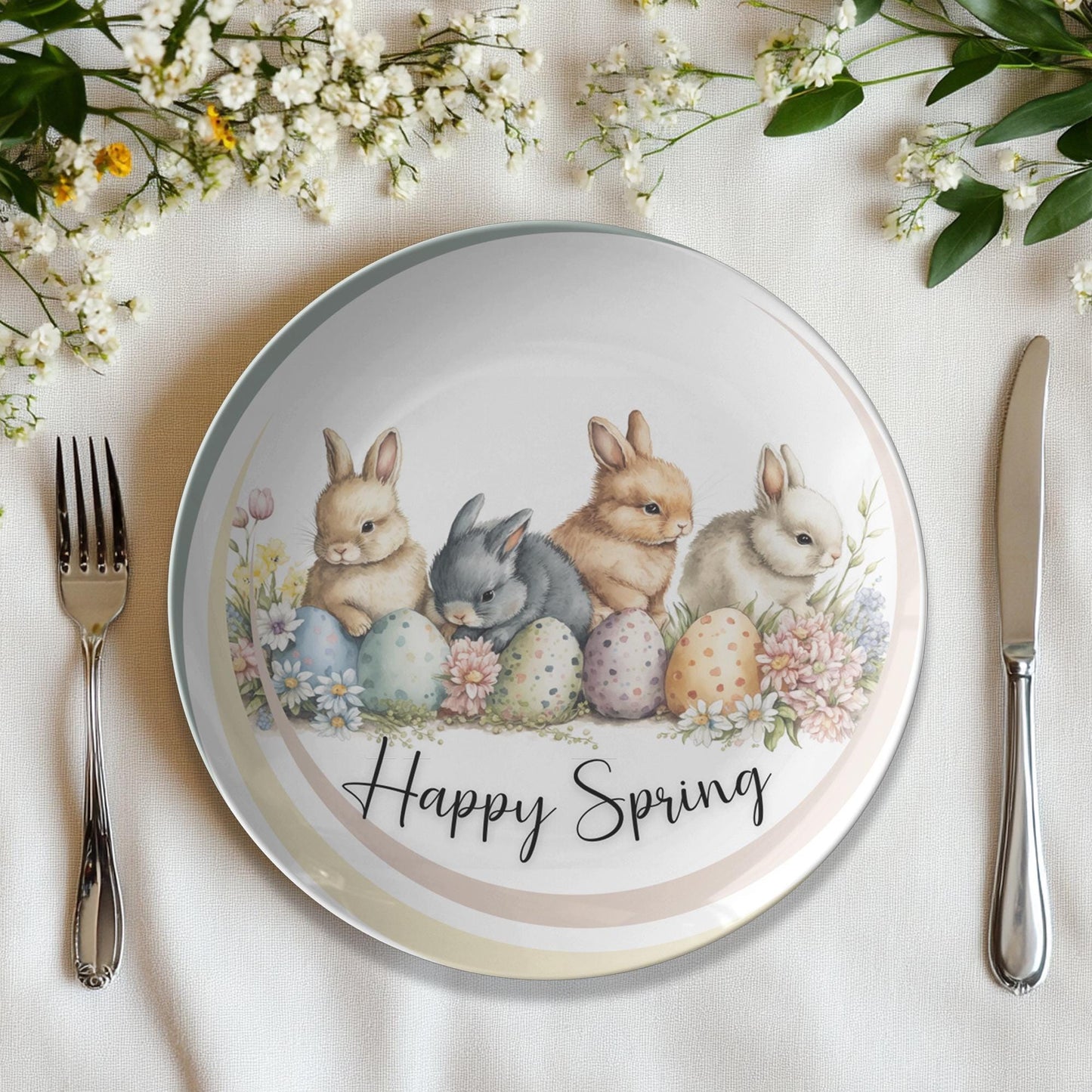 Easter Bunny Spring Plate: Festive Dinnerware for Holiday Meals, Pastel Decor, and Seasonal Gatherings