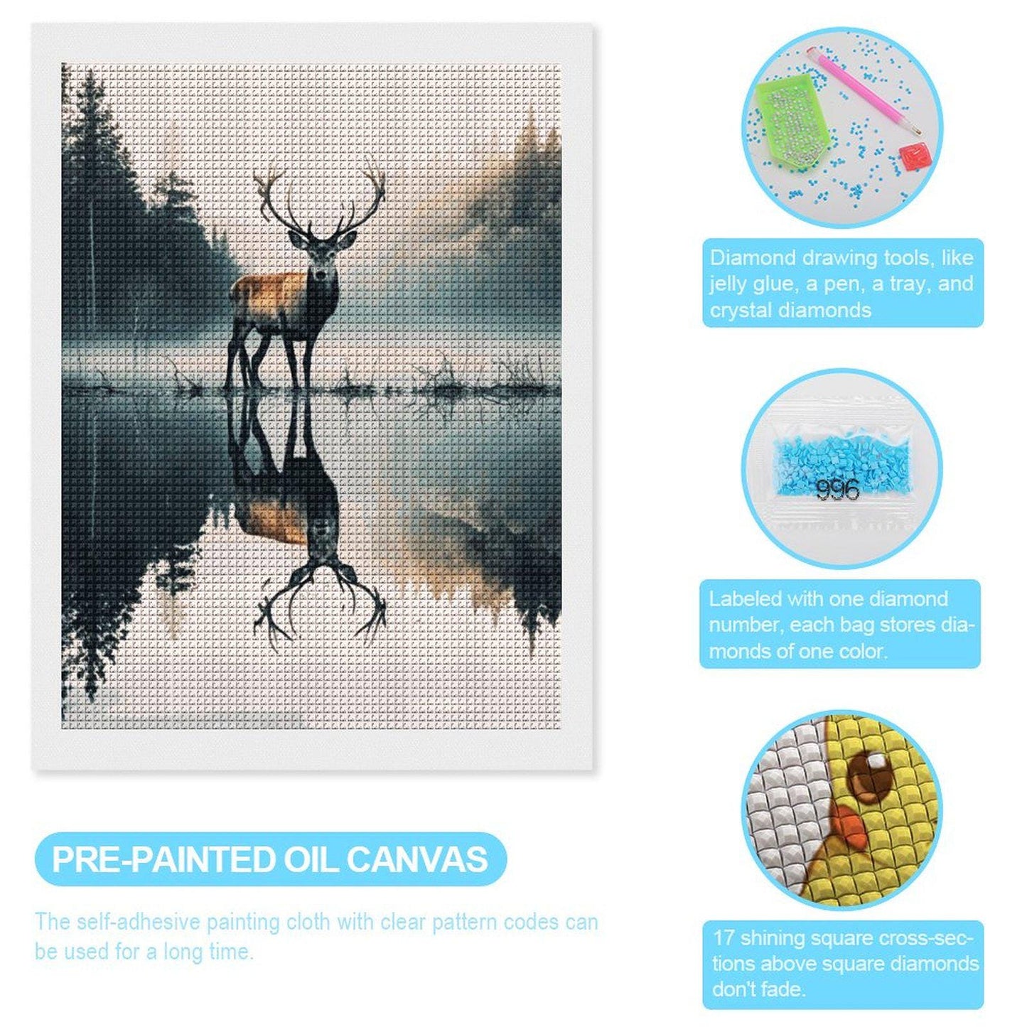 Deer Diamond Art Painting Kit: DIY Mosaic Craft, Home Decor