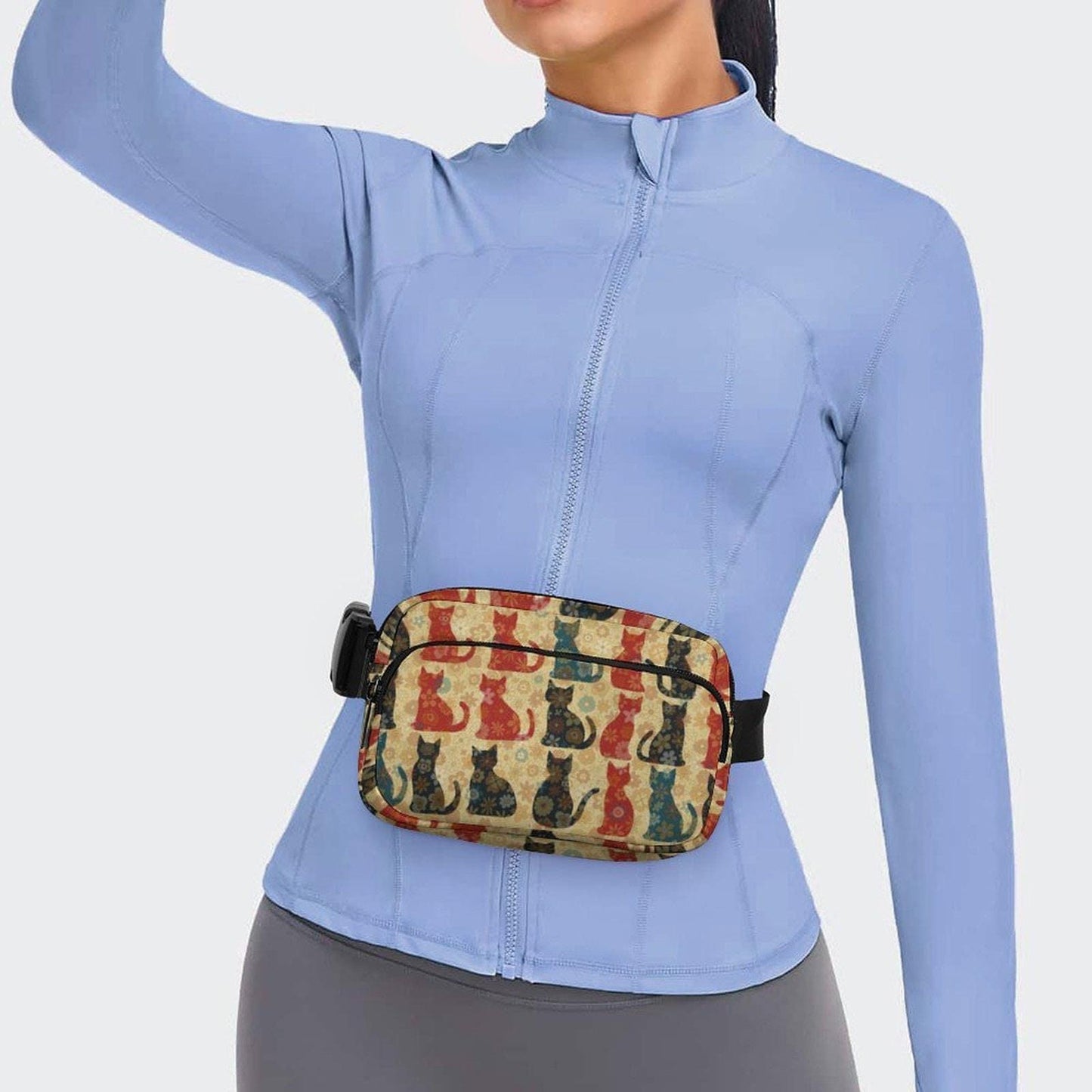 Vintage-Inspired Cat Print Fanny Pack: Stylish Waist Bag for Festival-Goers & Pet Lovers