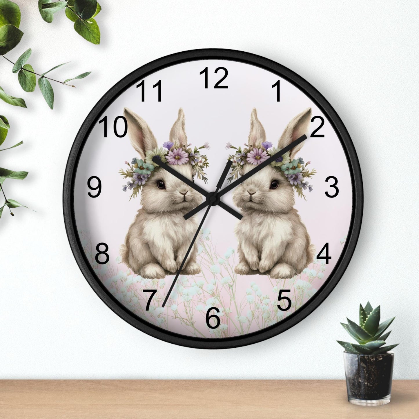 Bunny Wall Clock: Nursery Decor, Kids Room Accessory & Easter Gift - Whimsical Woodland Animal Timepiece