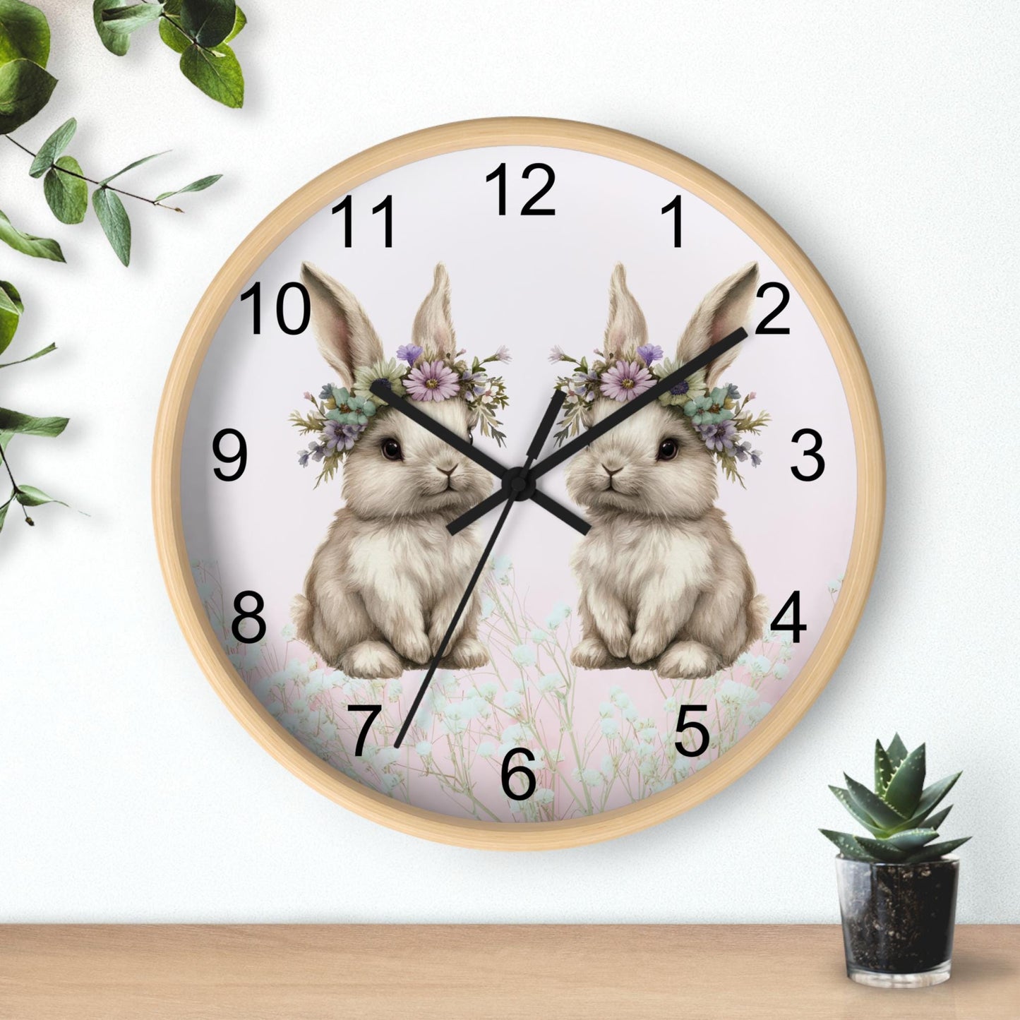 Bunny Wall Clock: Nursery Decor, Kids Room Accessory & Easter Gift - Whimsical Woodland Animal Timepiece