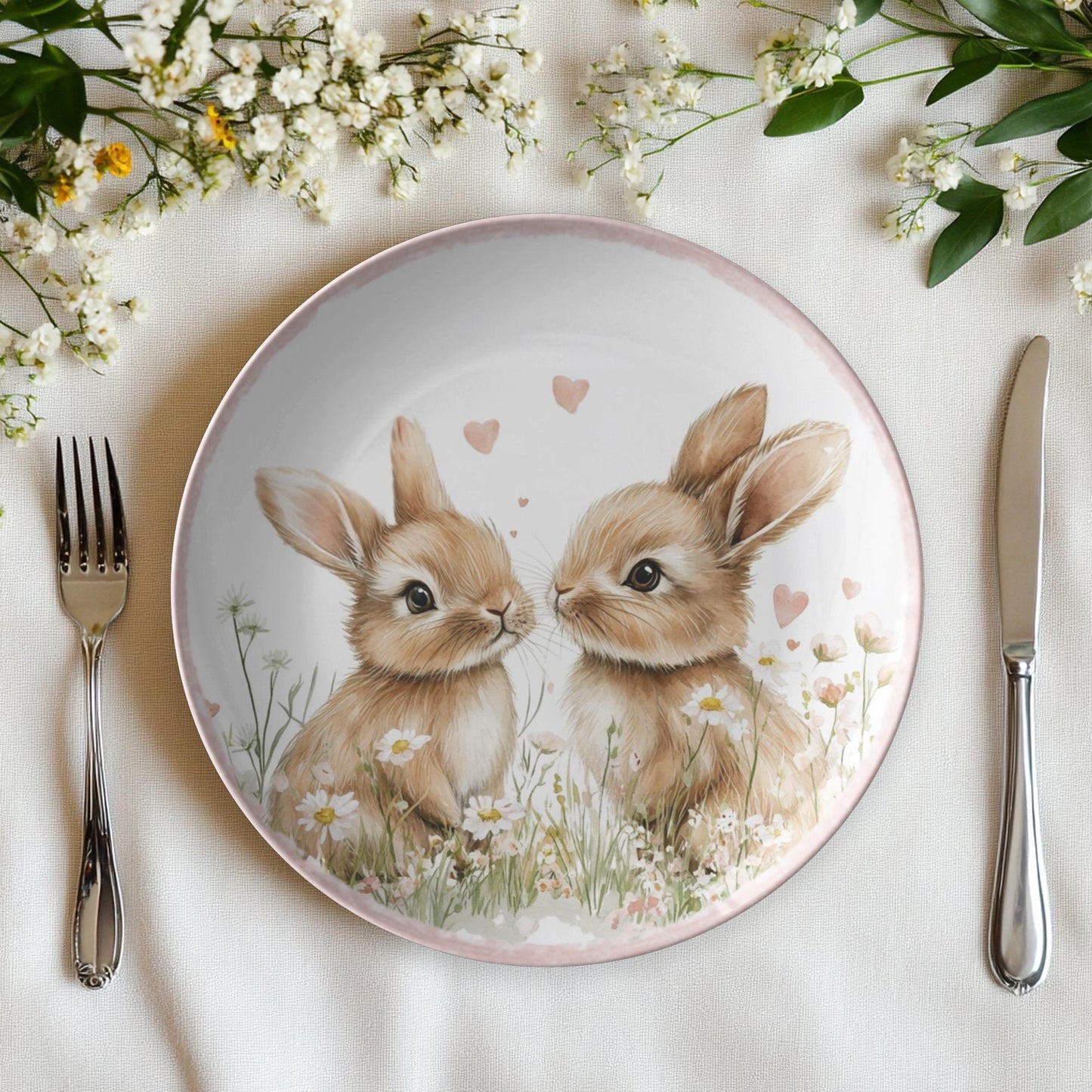 Spring Bunny Dinner Plates for Easter Celebrations & Festive Table Settings
