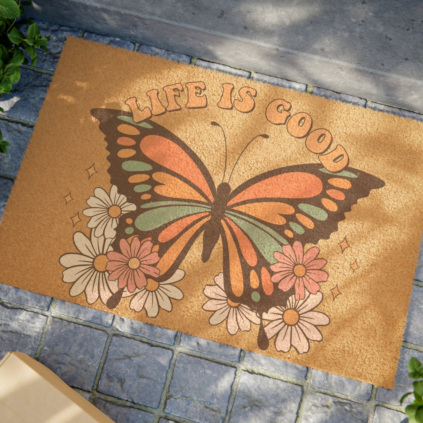 Butterfly Coir Doormat: Whimsical Outdoor Welcome Mat, Non-Slip