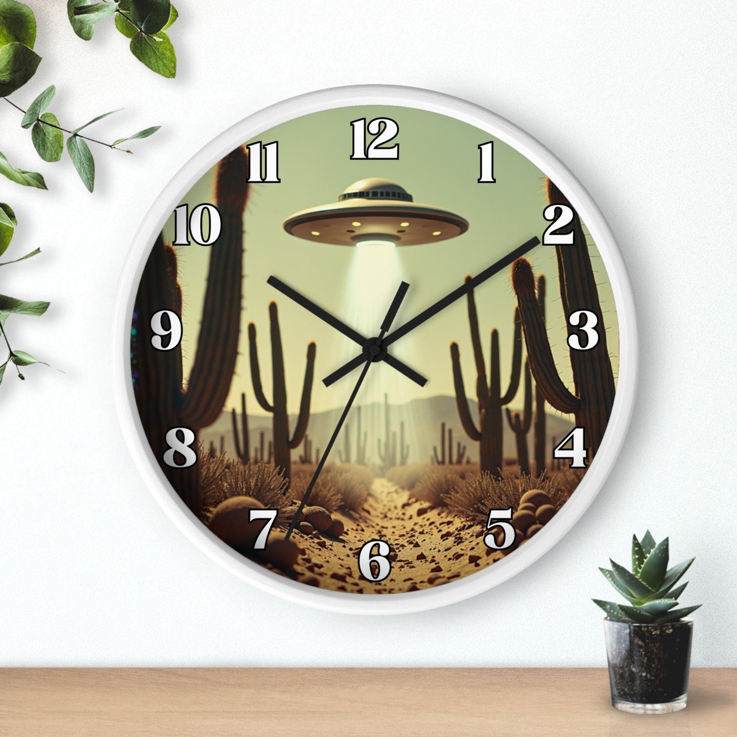 Retro UFO Desert Wall Clock: Sci-Fi Alien Home Decor