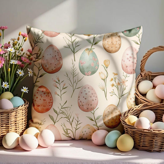 Easter Floral Cushion Cover - Spring Holiday Boho Pillow Design Living Room Decor Gift Design
