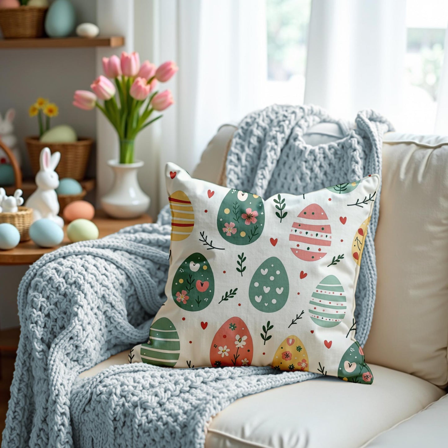 Easter Faux Suede Pillowcase Spring Floral Cushion Cover Seasonal Decor Cozy Living Room Accent