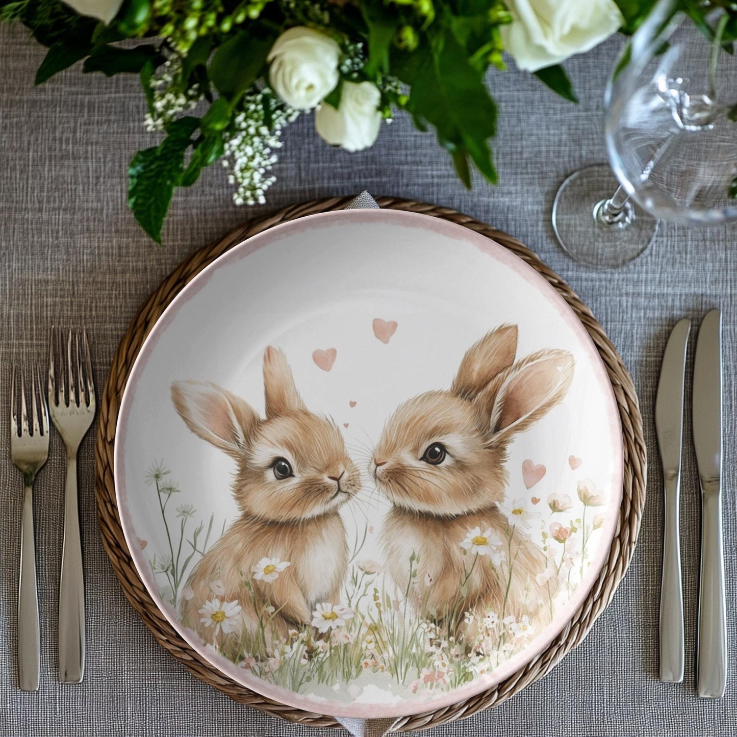 Spring Bunny Dinner Plates for Easter Celebrations & Festive Table Settings
