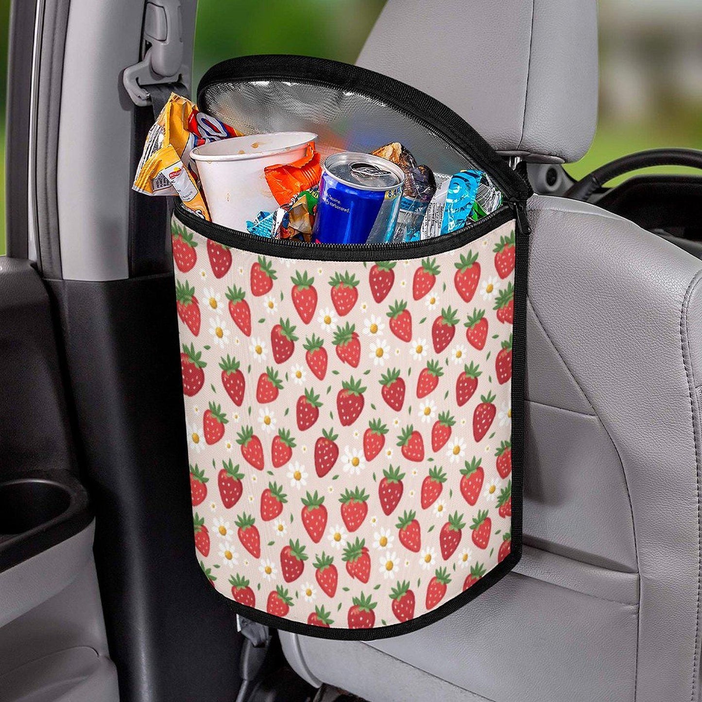 Strawberry Car Trash Can: Vehicle Organizer for Tidy Rides