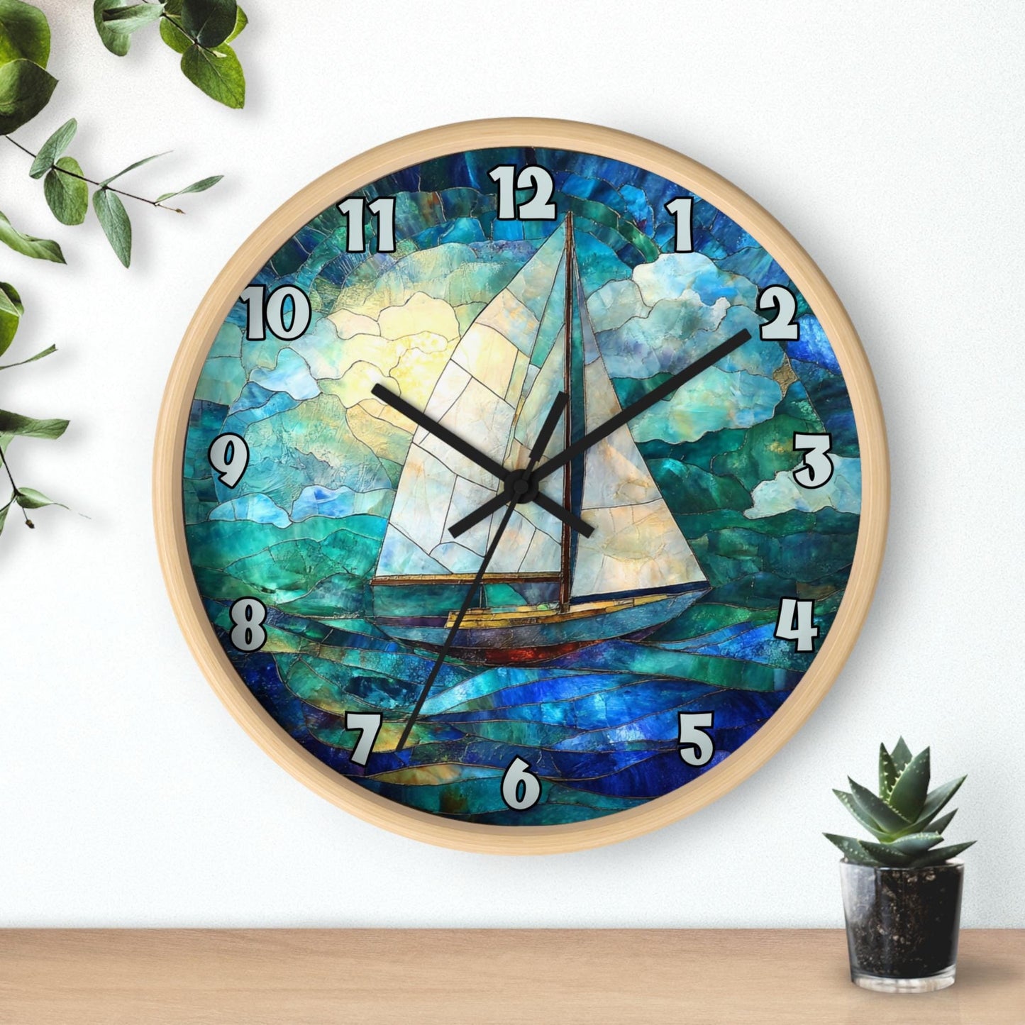 Coastal Nautical Sailboat Wall Clock: Maritime Timepiece for Beach House, Yacht Enthusiasts & Seaside Decor