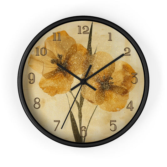 Gold Floral Wall Clock: Home Decor Timepiece
