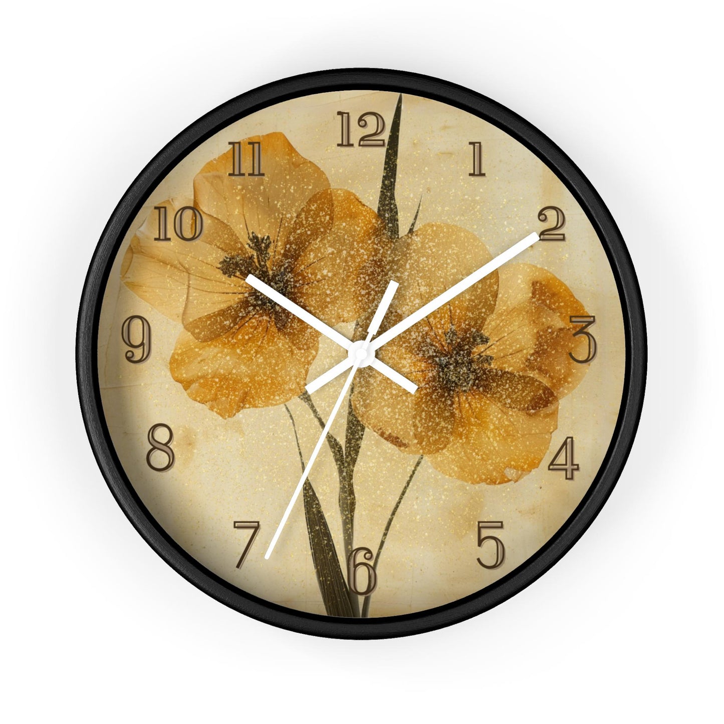 Gold Floral Wall Clock: Home Decor Timepiece