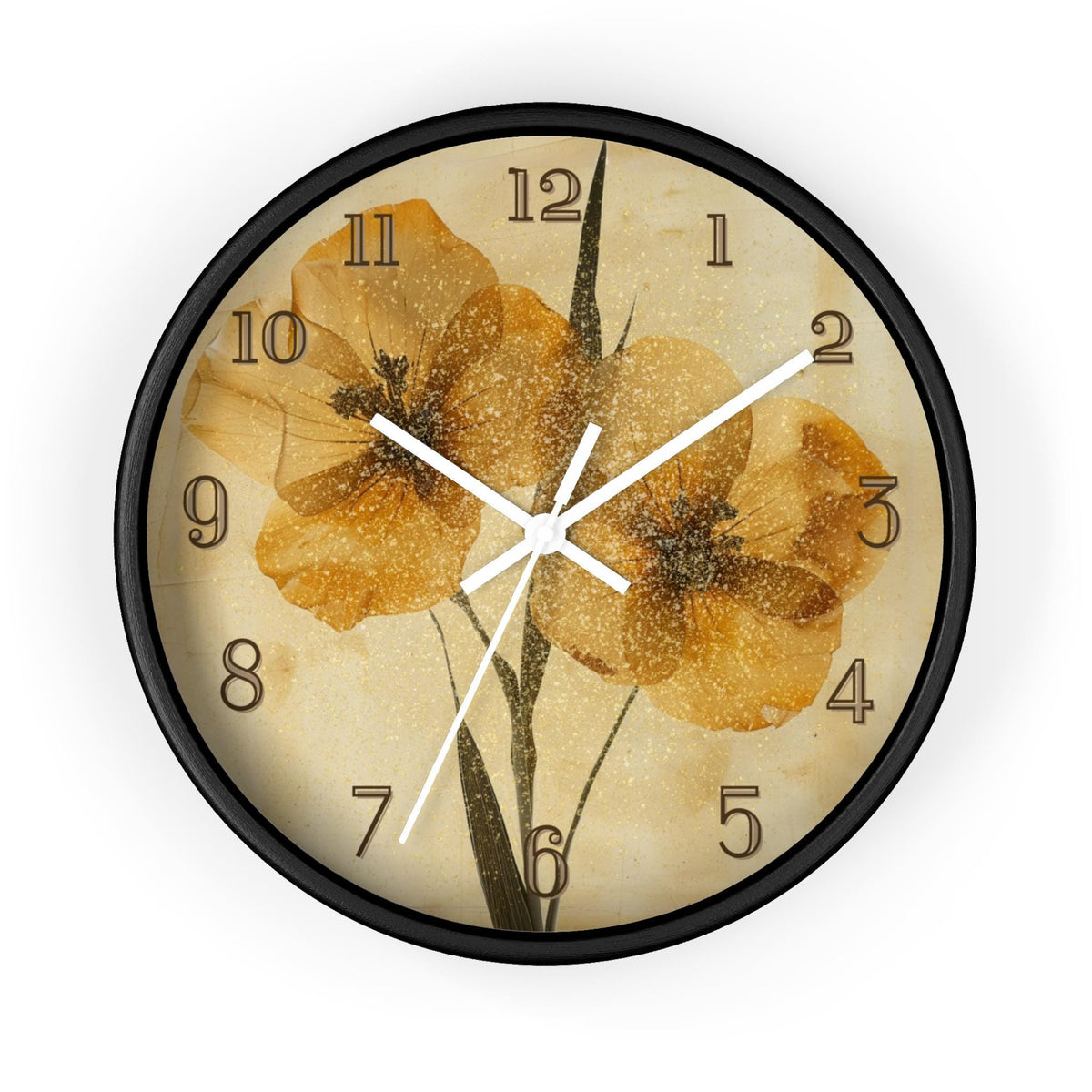 Gold Floral Wall Clock: Home Decor Timepiece