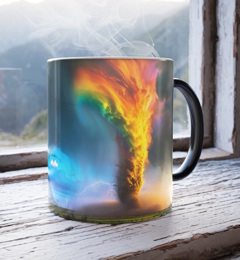 Color-Changing Tornado Mug: Heat-Reactive Ceramic Coffee Cup