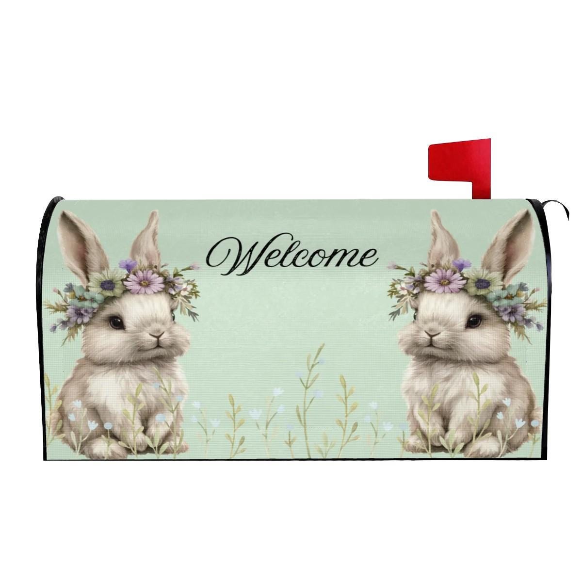 Bunny Magnetic Mailbox Cover - Easter Decoration for Outdoor Home Decor