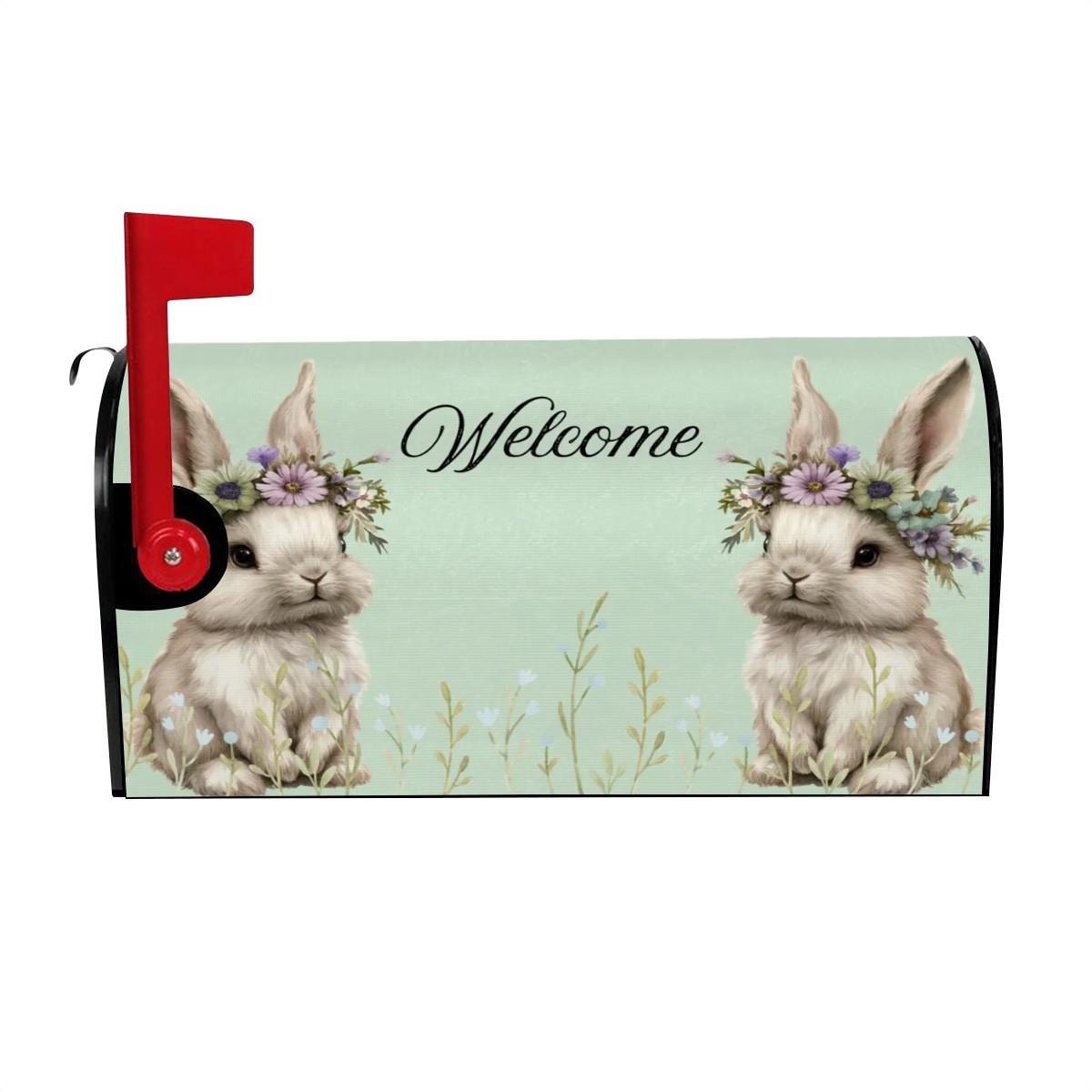 Bunny Magnetic Mailbox Cover - Easter Decoration for Outdoor Home Decor