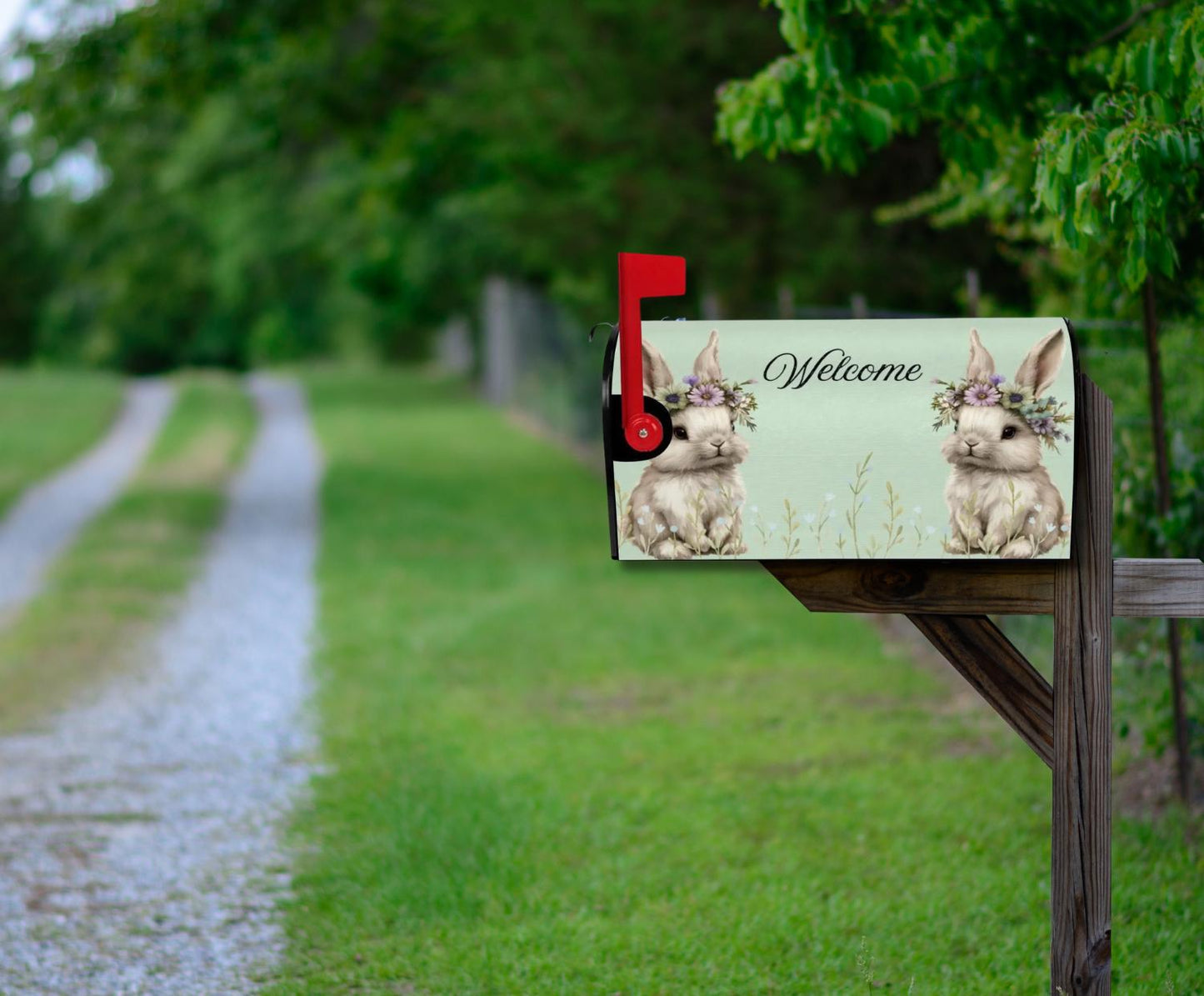 Bunny Magnetic Mailbox Cover - Easter Decoration for Outdoor Home Decor