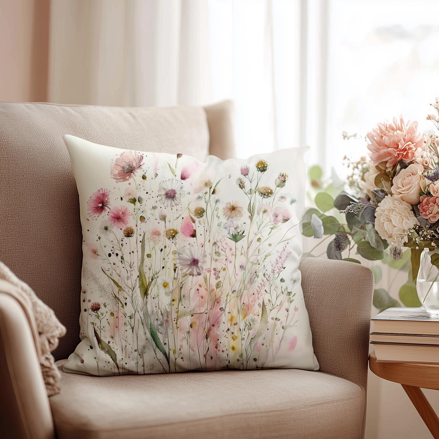 Boho Floral Faux Suede Pillow Cover: Cozy Home Decor