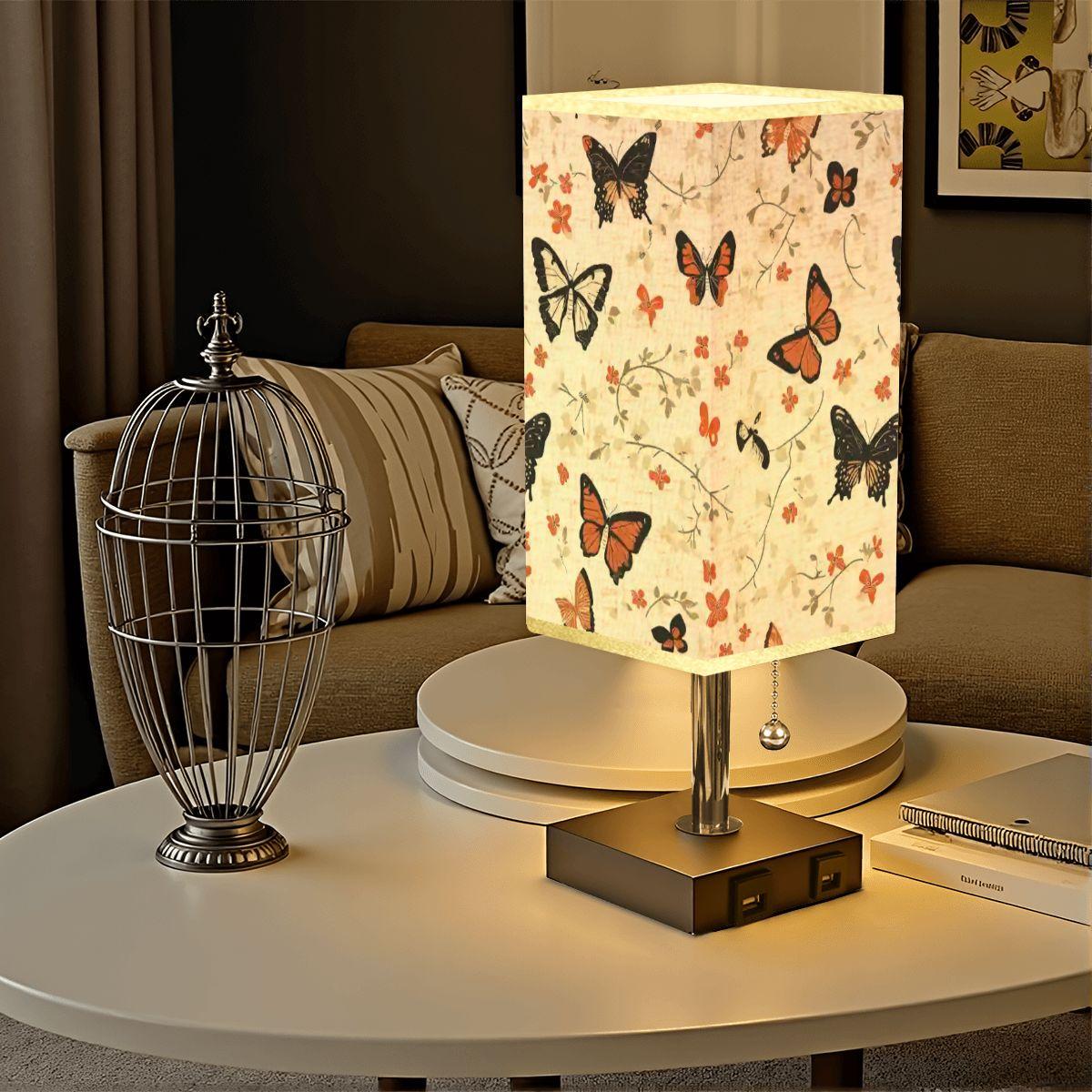 Butterfly Table Lamp with USB Port and Gold Accent for Modern Home Decor