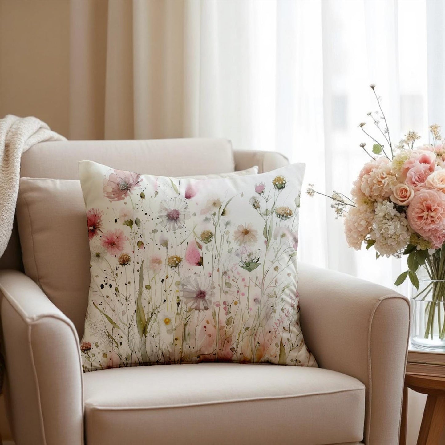 Boho Floral Faux Suede Pillow Cover: Cozy Home Decor