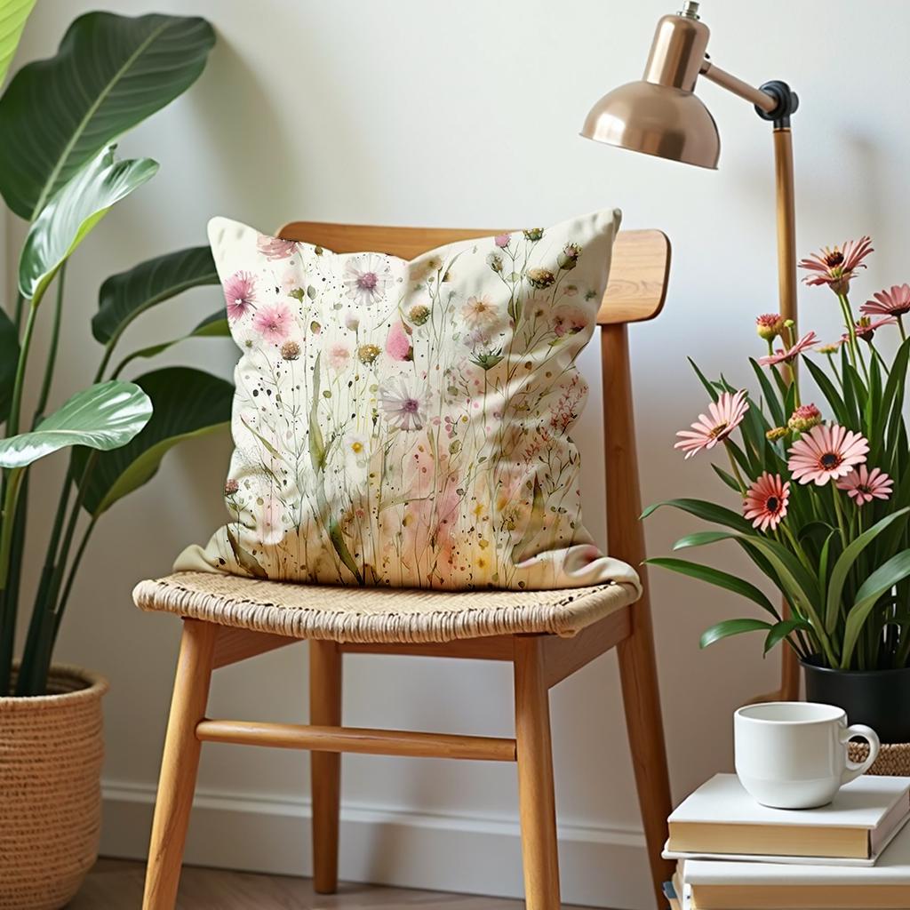 Boho Floral Faux Suede Pillow Cover: Cozy Home Decor