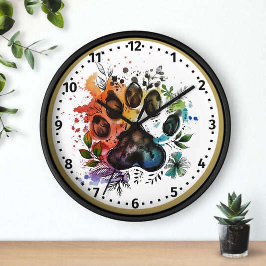 Colorful Paw Print Wall Clock: Numbered Timepiece for Pet Lovers - Charming Home Decor Gift