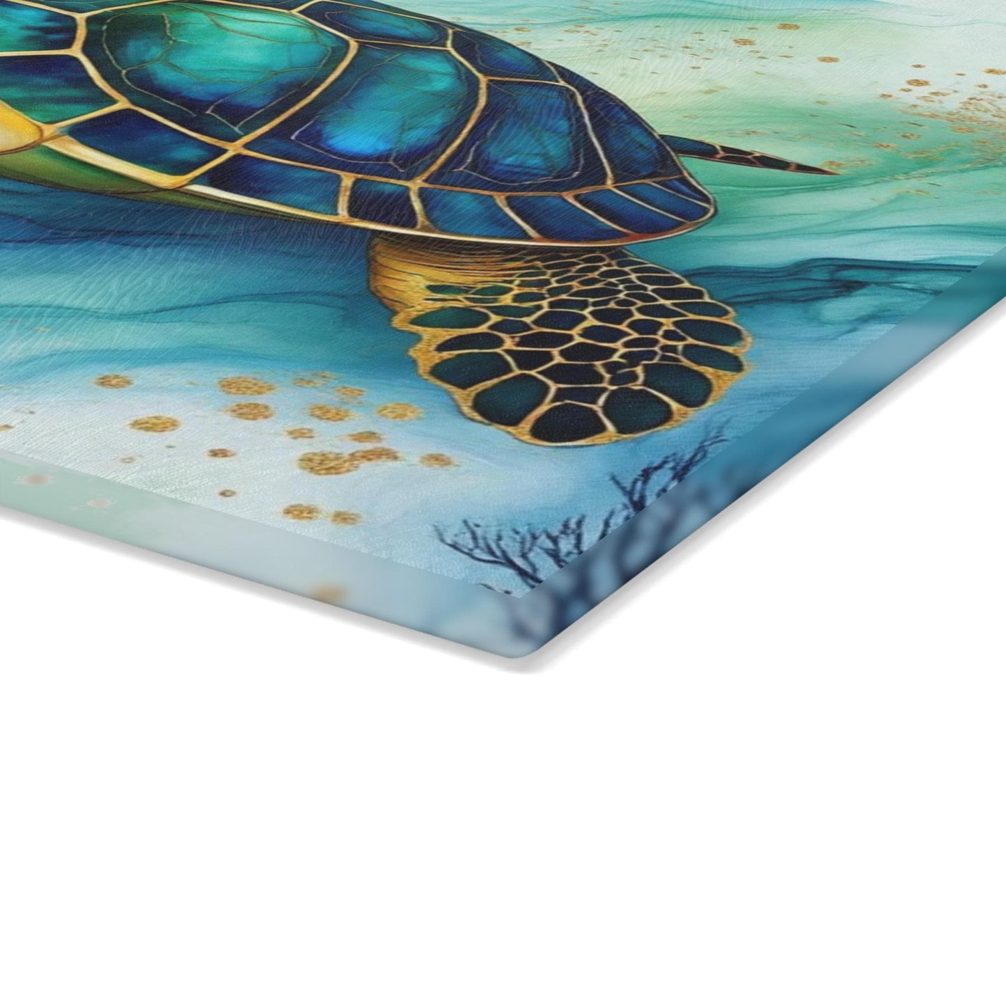 Sea Turtle Glass Cutting Board: Ocean-Inspired Kitchen Decor for Beach Homes and Coastal Kitchens