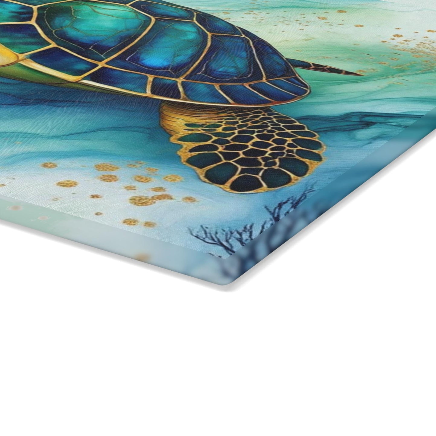 Sea Turtle Glass Cutting Board: Ocean-Inspired Kitchen Decor for Beach Homes and Coastal Kitchens