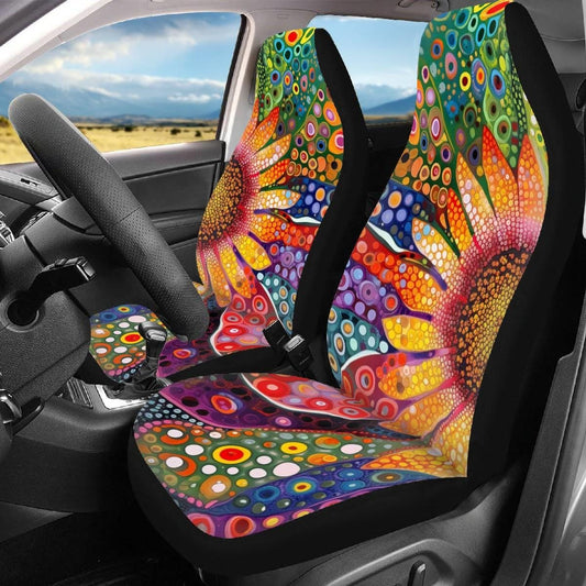 Vintage Floral Auto Seat Protectors: Complete Set for Vehicle Interior Comfort & Style