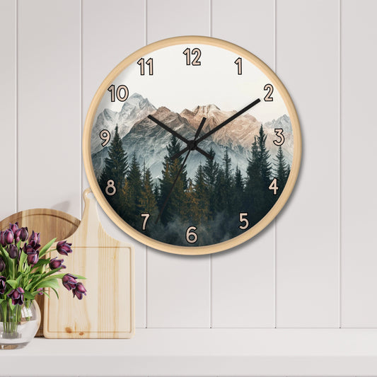 Mountain Wall Clock: Modern Farmhouse Decor for Cabin, Home & Anniversary Gifts