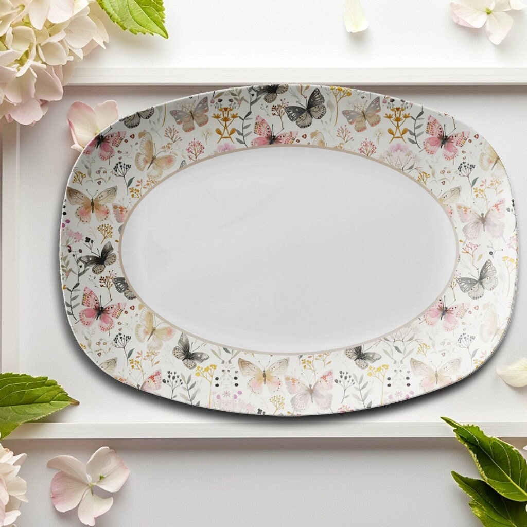 Butterfly Serving Tray: Whimsical ThermoSaf® Plastic Platter, 10" x 14"