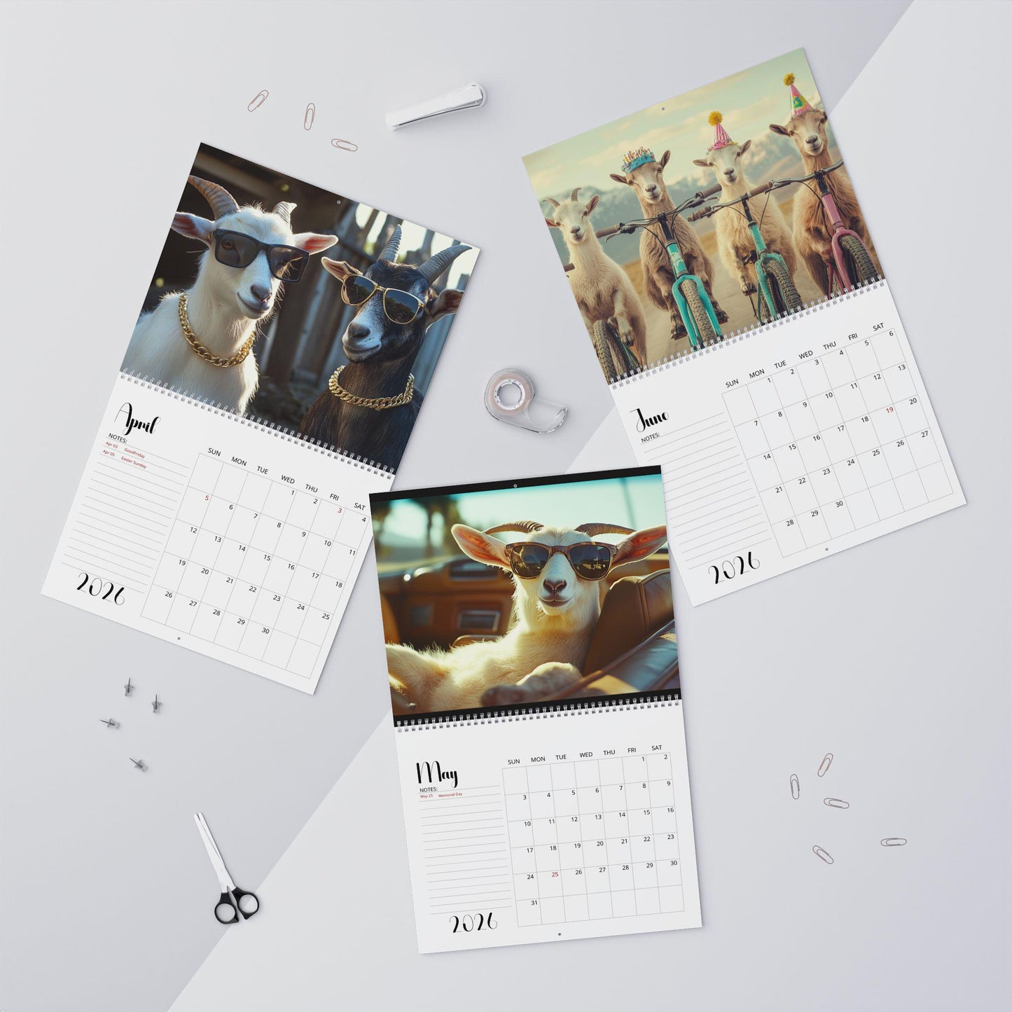 Funny Goat 2026 Wall Calendar: Farm Animal Monthly Planner