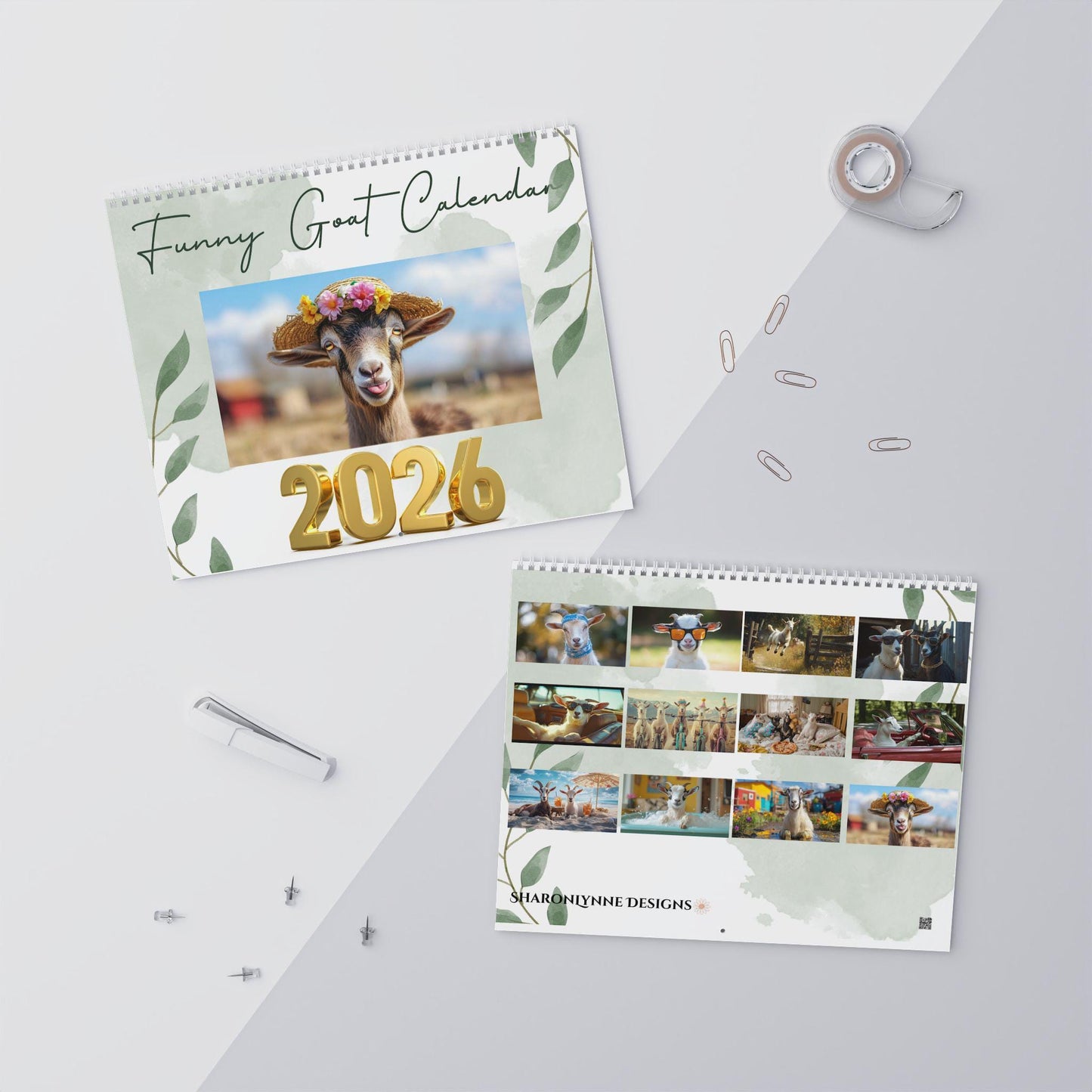 Funny Goat 2026 Wall Calendar: Farm Animal Monthly Planner